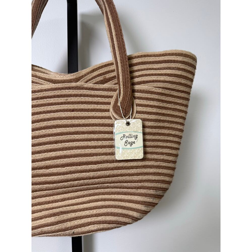 Striped Woven Tote Bag - Picture 3 of 6